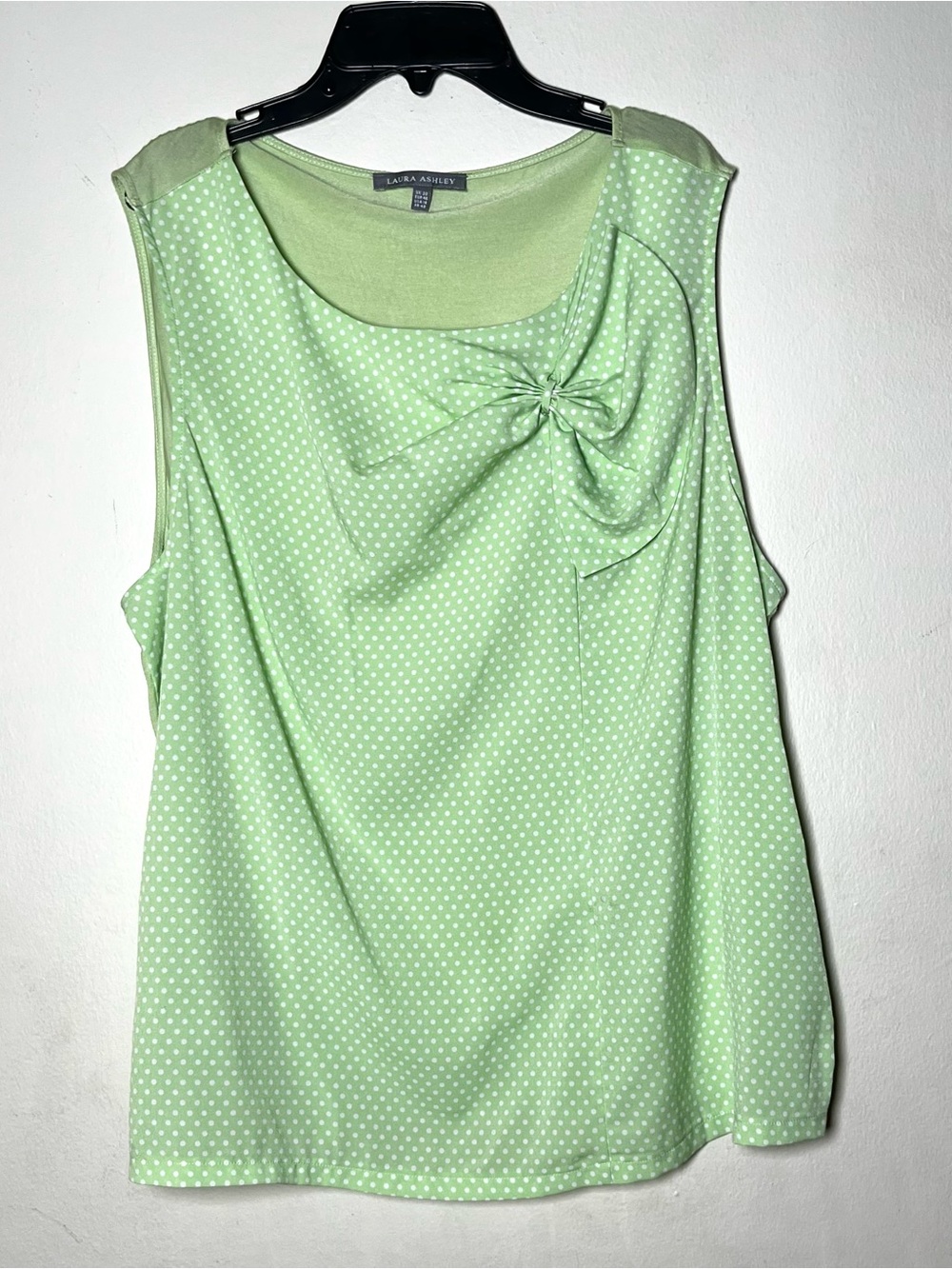 Laura Ashley Light Green Polka Dot Sleeveless Camisole with Twist Detail